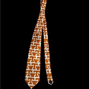 Geometric Orange and White. “ T “ Tie